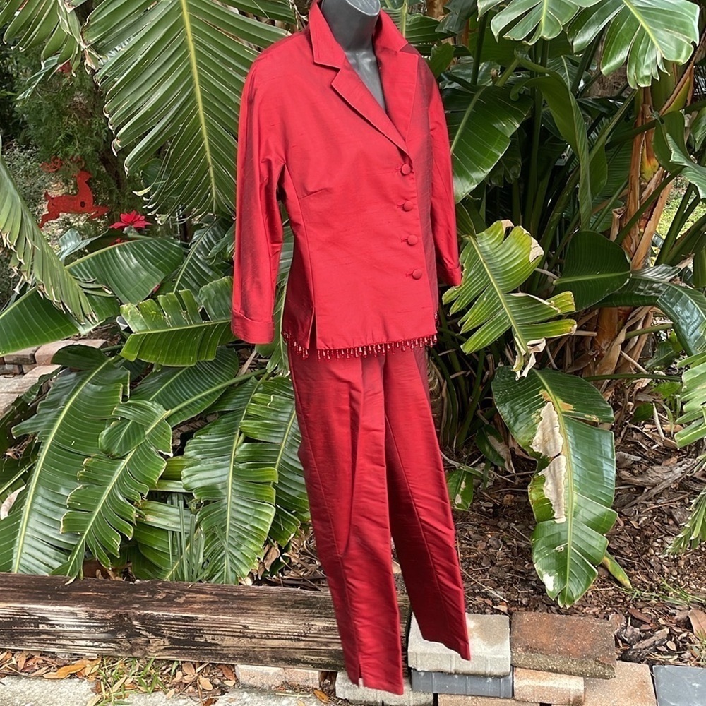 Lafayette 148 silk suit crop ankle pants suit